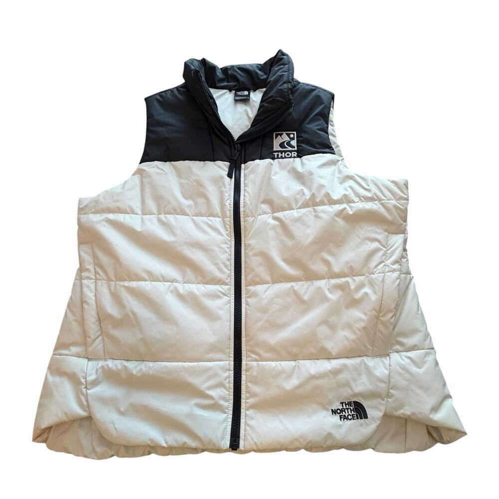 The North Face Colorblock Full Zip Everyday Insulated Vest White Black Womens XL